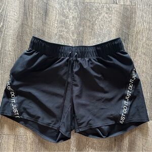 Nike Women's Black Athletic Shorts with Slogan